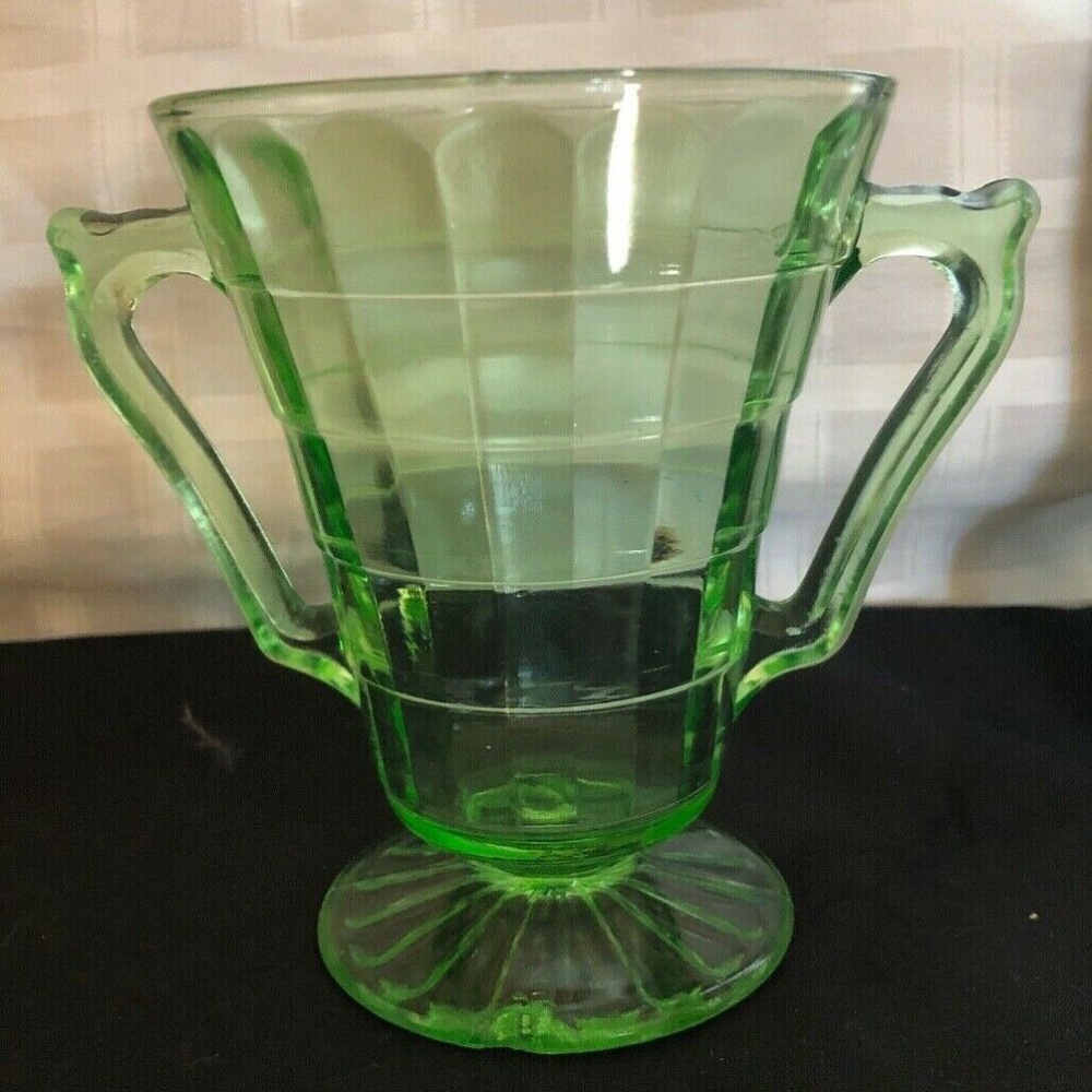 1930s Art Deco Green Depression Glass